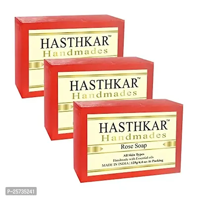 byPureNaturals Hasthkar Handmades Natural Herbal Rose Handmade Soap Bar 125gm Pack of 3-thumb0