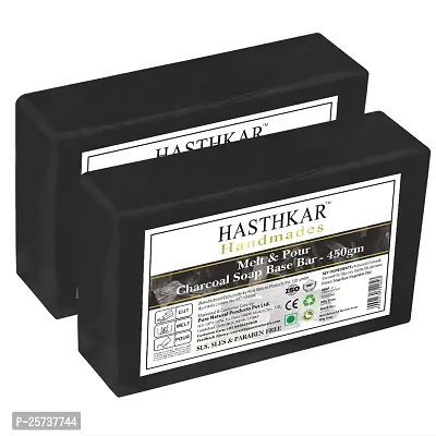 Hasthkar Handmades Charcoal SLS  SLES Paraben Free Soap Base 450G Pack of 2