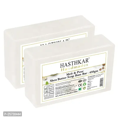 Hasthkar Handmades Soap Base Bar For Soap Making Shea Butter Melt  Pour Clear Transparent 100% Glycerine Soap base | SLS  SLES Paraben Free | 450Gm (Pack of 2)