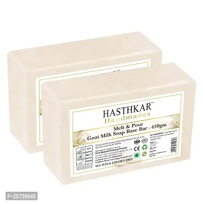 Hasthkar Handmades Soap Base Bar For Soap Making | Goat Milk Melt  Pour Clear Transparent | 100% Glycerine Soap base | SLS  SLES Paraben Free | 450Gm (Pack of 2)