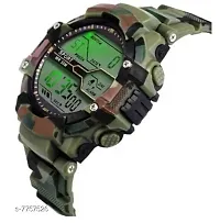 Digital Watch for Boys (Black Dial, Green Army Colored Strap)-thumb1
