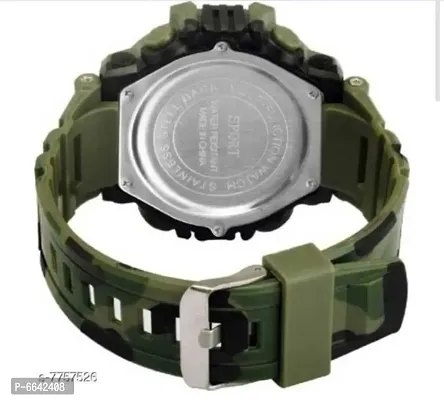 Digital Watch for Boys (Black Dial, Green Army Colored Strap)-thumb3
