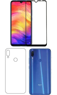 4 pcs Combo of REDMI NOTE7 PRO Tempered glass, Back screen guard,camera glass lens,glass cleaner cloth And sim ejector pin-thumb1