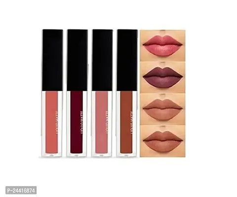 Liquid Matte Lipstick Combo Pack, Set of 4 Mini Lipsticks, Super Stay Matte Finish Lipsticks - Nude Edition-thumb0