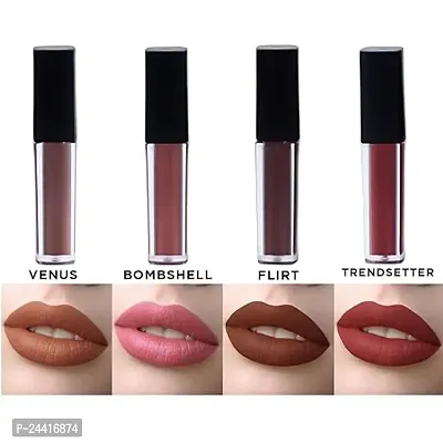 Liquid Matte Lipstick Combo Pack, Set of 4 Mini Lipsticks, Super Stay Matte Finish Lipsticks - Nude Edition-thumb2