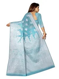 Stunning Latest Design Sky Blue Cotton Silk Women Saree with Blouse Piece-thumb2