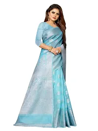 Stunning Latest Design Sky Blue Cotton Silk Women Saree with Blouse Piece-thumb4