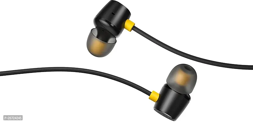 Stylish Black In-ear Wired - 3.5 MM Single Pin Headphones With Microphone-thumb0