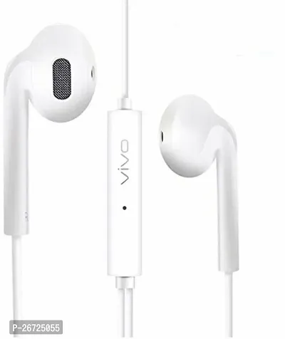 Stylish White In-ear Wired - 3.5 MM Single Pin Headphones With Microphone-thumb0