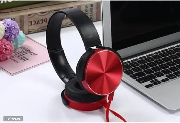 Stylish Red On-ear  Over-ear Wired - 3.5 MM Single Pin Headsets With Microphone-thumb0