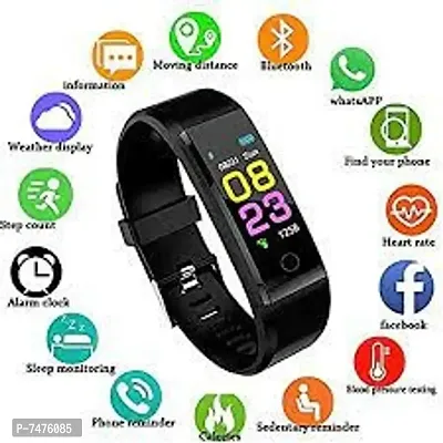 D115 Bluetooth Fitness Band Smart Watch Tracker with Heart Rate Sensor Activity Tracker Waterproof Body Functions Like Steps and Calorie Counter, Blood Pressure, OLED Touchscreen-thumb3