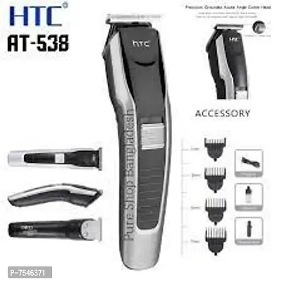 HTC AT-538 E rechargeable hair trimmer for men with T shape precision stainless steel sharp blade beard shaver upto length 0.5 to 7mm with 4 combs-thumb0