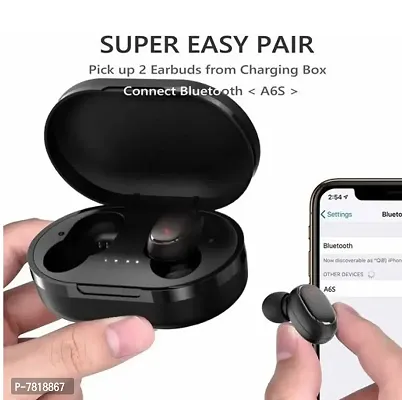 A6S MINI TWS TRUE WIRELESS EARPHONE 16 Hours Long Time Battery Life High Feature Long Voice Calling Earbuds Bluetooth Headset Low Price Headphone Pure Bass Best Sound Quality Earbuds-thumb3