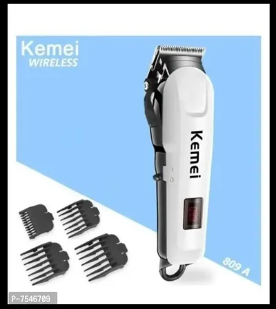 Kemei 809A Professional cordless Hair Clipper with LED Display, Stainless steel Blades, USB Charging cable, 4 Guide Comb, Taper Lever Adjustments Runtime: 200 mins Built-in Precise Lengths-thumb0