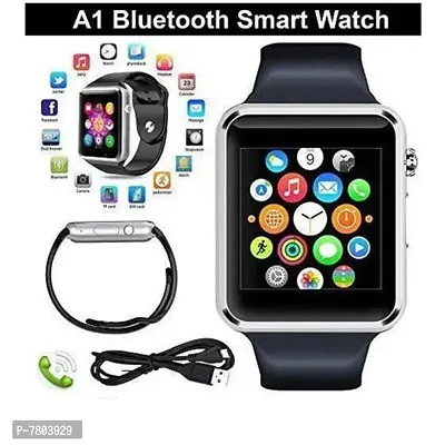 A1 Smartwatch Silver Wrist Bluetooth Call Function Camera Recording Slim Fitness Memory Card Slot Best Stylish Watch Support Google browser-thumb2