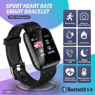ID116Bluetooth Smart Fitness Band Watch with Heart Rate Activity Tracker, Step and Calorie Counter, Blood Pressure, OLED Touchscreen for Men/Women