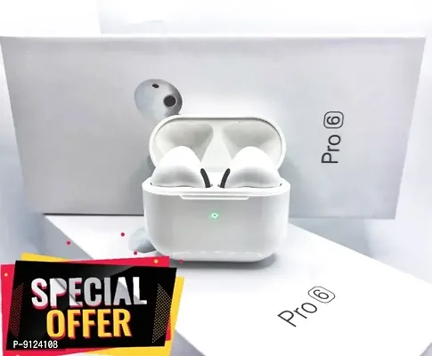 New Air Pod Pro 6 Wireless Bluetooth Headset  Active Noise Cancellation | Wireless Mobile Bluetooth |18 Hrs Battery Backup | Compatible with Android  iOS Devices-thumb0