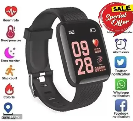 ID 116 Smart Fitness Band Watch with Heart Rate Activity Tracker Waterproof Body, Step and Calorie Counter, Distance Measure, OLED Touchscreen Black Smart Watches Best Sport Watch