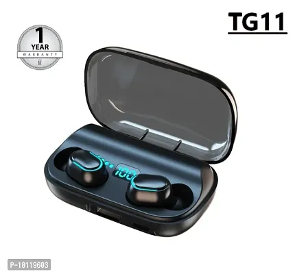 TG11 TWS Bluetooth Wireless Earbuds, 1800 mah Power Bank, LED Display Charging Case, BT v5.3 (Black, In The Ear)-thumb0