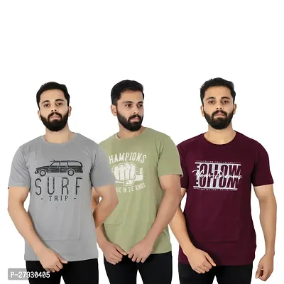 Reliable Cotton Printed Round Neck Tees For Men- Pack Of 3-thumb0