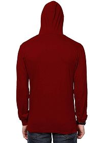 Maroon Cotton Solid Hooded Tees-thumb1