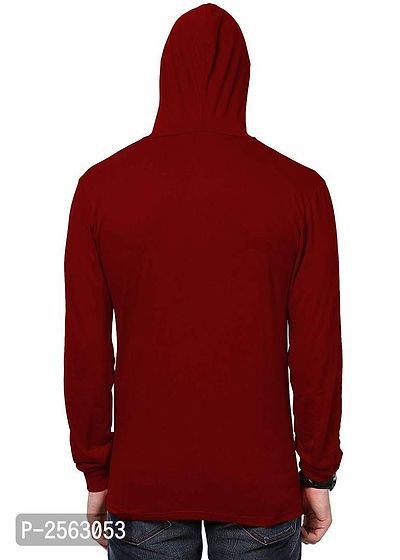 Maroon Cotton Solid Hooded Tees-thumb2