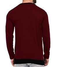 Maroon Cotton Solid Henley Tees-thumb1