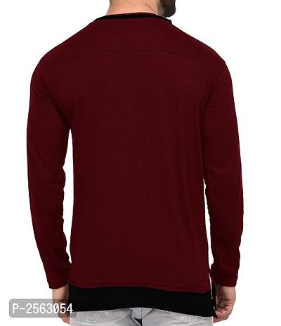 Maroon Cotton Solid Henley Tees-thumb2