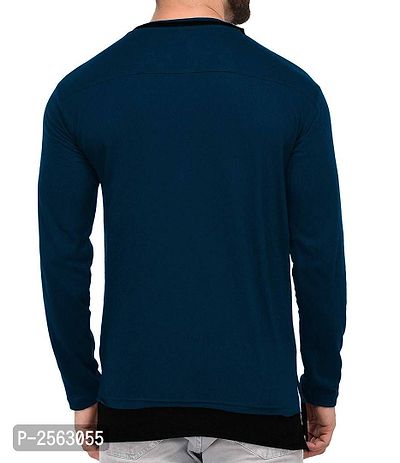 Navy Blue Cotton Solid T-Shirt-thumb2