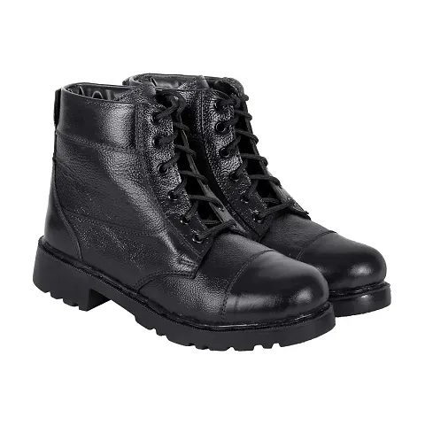 Blinder Men's Lace-Up Leather Boots Combat (912-black-short-military-9)