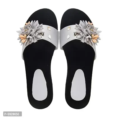 Blinder Womens Grey Stylish Flower Fancy Ballet Flat Slipper-thumb5