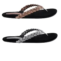 SUKART Copper & Silver Combo Womens fancy Ladies Flats Slipper For Womens-thumb1