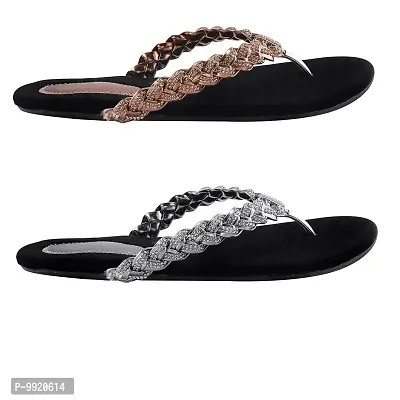 SUKART Copper & Silver Combo Womens fancy Ladies Flats Slipper For Womens-thumb2