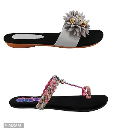 Blinder Womens Multocolor Combo Fancy Slipper Slipon Flats (grey_pink, numeric_5)-thumb2