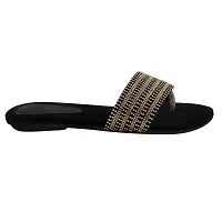 Blinder Black Womens Stylish Fancy Stones Slipper Flats-thumb1