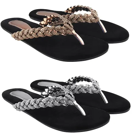 SUKART & Combo Womens fancy Ladies Flats Slipper For Womens