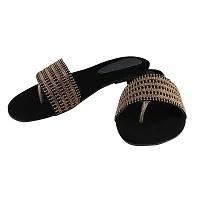 Blinder Black Womens Stylish Fancy Stones Slipper Flats-thumb2