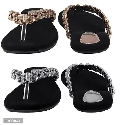 SUKART Copper & Silver Combo Womens fancy Ladies Flats Slipper For Womens-thumb4