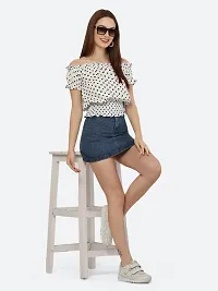 Style House Trendy Women's White Color Dot Print Crepe Top-thumb3