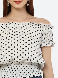 Style House Trendy Women's White Color Dot Print Crepe Top-thumb4