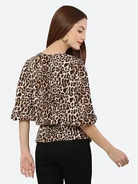 Style House Trendy Women's Brown Color Animal Print Crepe Top-thumb1