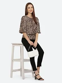 Style House Trendy Women's Brown Color Animal Print Crepe Top-thumb4