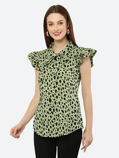 Style House Trendy Women's Color Dot Print Crepe Top