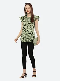 Style House Trendy Women's Green Color Dot Print Crepe Top-thumb1