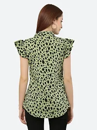 Style House Trendy Women's Green Color Dot Print Crepe Top-thumb2