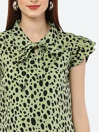 Style House Trendy Women's Green Color Dot Print Crepe Top-thumb4