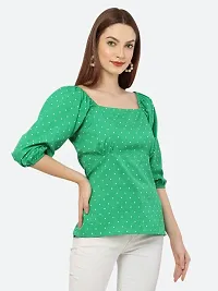 Style House Trendy Women's Green Color Printed Crepe Top-thumb1