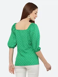 Style House Trendy Women's Green Color Printed Crepe Top-thumb2
