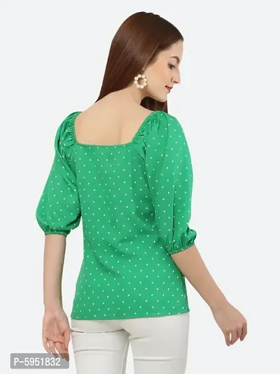 Style House Trendy Women's Green Color Printed Crepe Top-thumb3