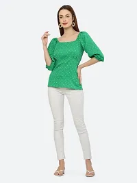 Style House Trendy Women's Green Color Printed Crepe Top-thumb4